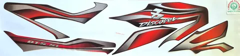 Bajaj Discover DTS - SI Black Bike - Red Sticker — DISCOVER sticker Sri Lanka